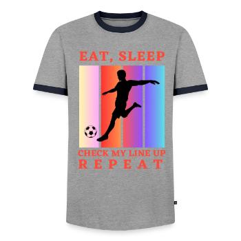 Manger Dormir Vérifier ma composition Répéter Fantasy Football - T-shirt contrasté Homme - gris/marine  - Devant - AI Model Female 172 light (172cm) & AI Model Male 178 light (178cm)