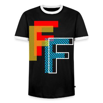 Das F - Männer Kontrast-T-Shirt - Schwarz/Weiß - Vorne - AI Model Female 172 light (172cm) & AI Model Male 178 light (178cm)