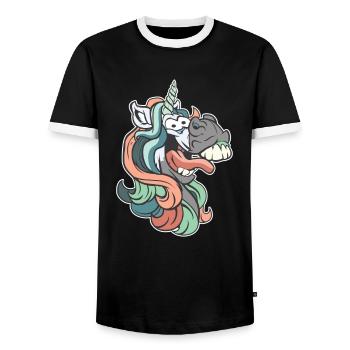 Unicorn Unicorn I'm not crazy - Men's Ringer Shirt - black/white - Front - AI Model Female 172 light (172cm) & AI Model Male 178 light (178cm)