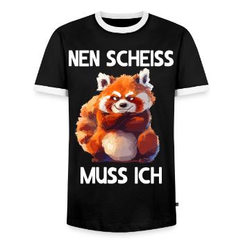 Red Panda Cat Bear Red Panda Nen merde doit - T-shirt contrasté Homme - noir/blanc - Devant - AI Model Female 172 light (172cm) & AI Model Male 178 light (178cm)