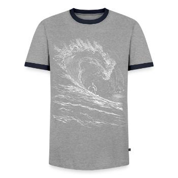 Surfing - Men's Ringer Shirt - grey/navy  - Front - AI Model Female 172 light (172cm) & AI Model Male 178 light (178cm)