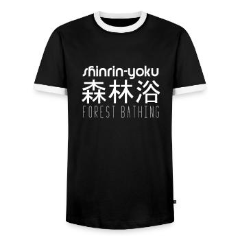 Shinrin-Yoku Forêt Baignade Forêt Nature Cadeau en plein air - T-shirt contrasté Homme - noir/blanc - Devant - AI Model Female 172 light (172cm) & AI Model Male 178 light (178cm)