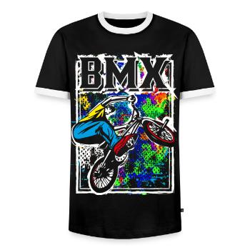 Vélo BMX | Vélo BMX | Cool BMX | BMX - T-shirt contrasté Homme - noir/blanc - Devant - AI Model Female 172 light (172cm) & AI Model Male 178 light (178cm)