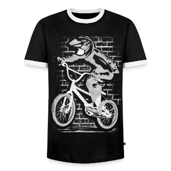 Vélo BMX Freestyle Urbain | Vélo BMX | Cool BMX - T-shirt contrasté Homme - noir/blanc - Devant - AI Model Female 172 light (172cm) & AI Model Male 178 light (178cm)