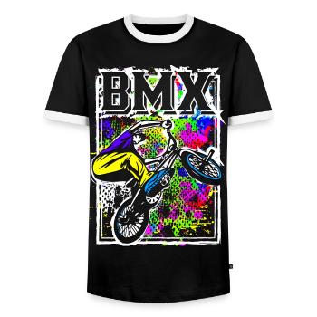 BMX coloré pour les enfants et les adolescents | BMX coloré - T-shirt contrasté Homme - noir/blanc - Devant - AI Model Female 172 light (172cm) & AI Model Male 178 light (178cm)