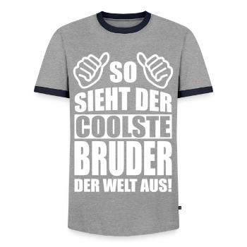 Bruder Lustig Spruch Geschenk - Männer Kontrast-T-Shirt - Grau/Navy  - Vorne - AI Model Female 172 light (172cm) & AI Model Male 178 light (178cm)