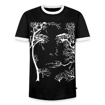 Visage de la forêt (blanc) - T-shirt contrasté Homme - noir/blanc - Devant - AI Model Female 172 light (172cm) & AI Model Male 178 light (178cm)