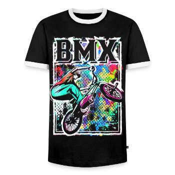 Retro Bmx Bike Rider - Freestyle Bmx Bike - T-shirt contrasté Homme - noir/blanc - Devant - AI Model Female 172 light (172cm) & AI Model Male 178 light (178cm)
