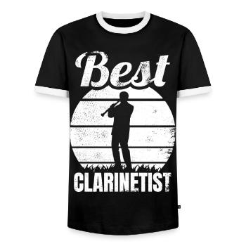 Bester Klarinettist - Männer Kontrast-T-Shirt - Schwarz/Weiß - Vorne - AI Model Female 172 light (172cm) & AI Model Male 178 light (178cm)