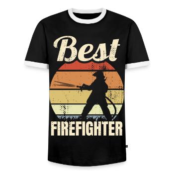 Grand pompier - T-shirt contrasté Homme - noir/blanc - Devant - AI Model Female 172 light (172cm) & AI Model Male 178 light (178cm)