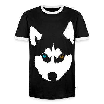 Husky Hund Siberian Husky - Männer Kontrast-T-Shirt - Schwarz/Weiß - Vorne - AI Model Female 172 light (172cm) & AI Model Male 178 light (178cm)