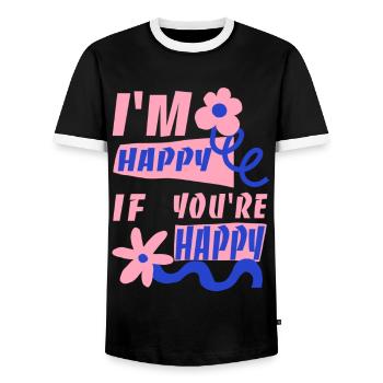 Ich freue mich, wenn du glücklich bist - Männer Kontrast-T-Shirt - Schwarz/Weiß - Vorne - AI Model Female 172 light (172cm) & AI Model Male 178 light (178cm)