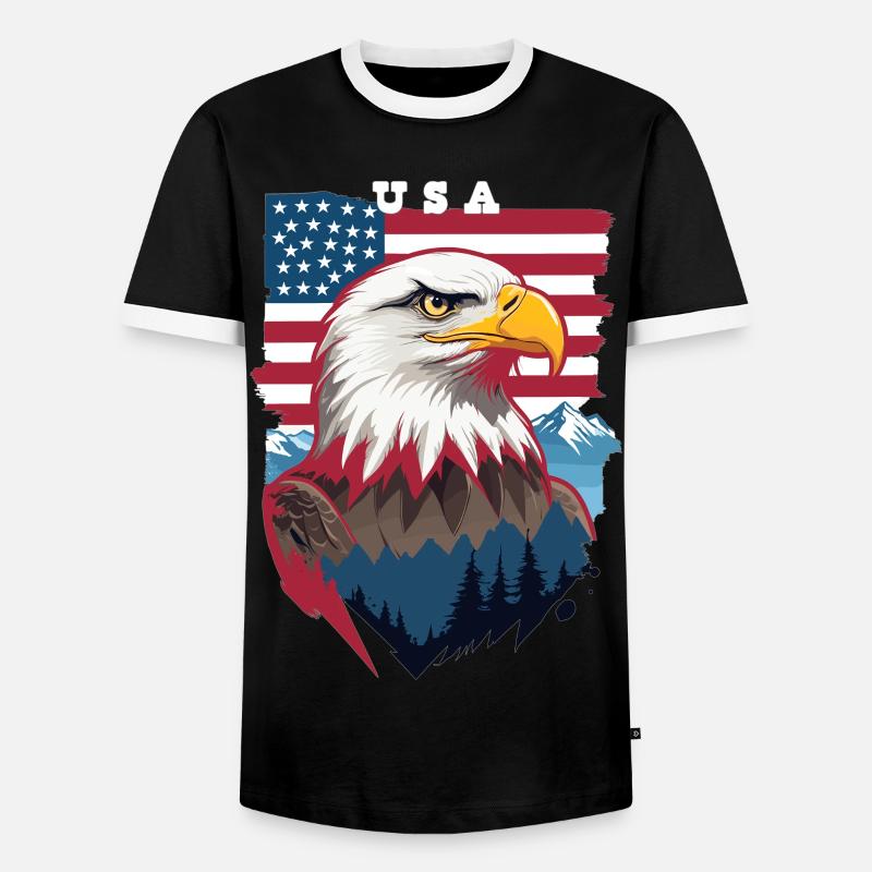 Bald eagle - Men's Ringer Shirt - black/white