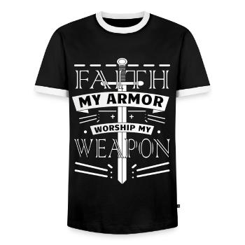 Faith and Worship - Männer Kontrast-T-Shirt - Schwarz/Weiß - Vorne - AI Model Female 172 light (172cm) & AI Model Male 178 light (178cm)