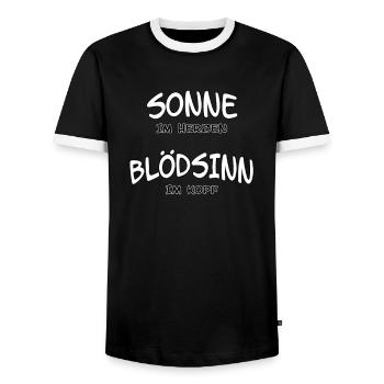 Sonne Im Herzen Blödsinn im Kopf - Männer Kontrast-T-Shirt - Schwarz/Weiß - Vorne - AI Model Female 172 light (172cm) & AI Model Male 178 light (178cm)