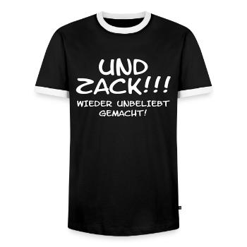 UND ZACK WIEDER UNBELIEBT GEMACHT Spruch - Männer Kontrast-T-Shirt - Schwarz/Weiß - Vorne - AI Model Female 172 light (172cm) & AI Model Male 178 light (178cm)