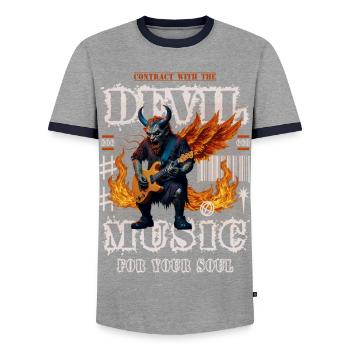Musique rock diabolique - T-shirt contrasté Homme - gris/marine  - Devant - AI Model Female 172 light (172cm) & AI Model Male 178 light (178cm)