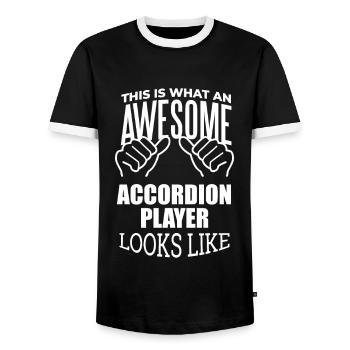 Accordéon Accordéon Accordéon - T-shirt contrasté Homme - noir/blanc - Devant - AI Model Female 172 light (172cm) & AI Model Male 178 light (178cm)