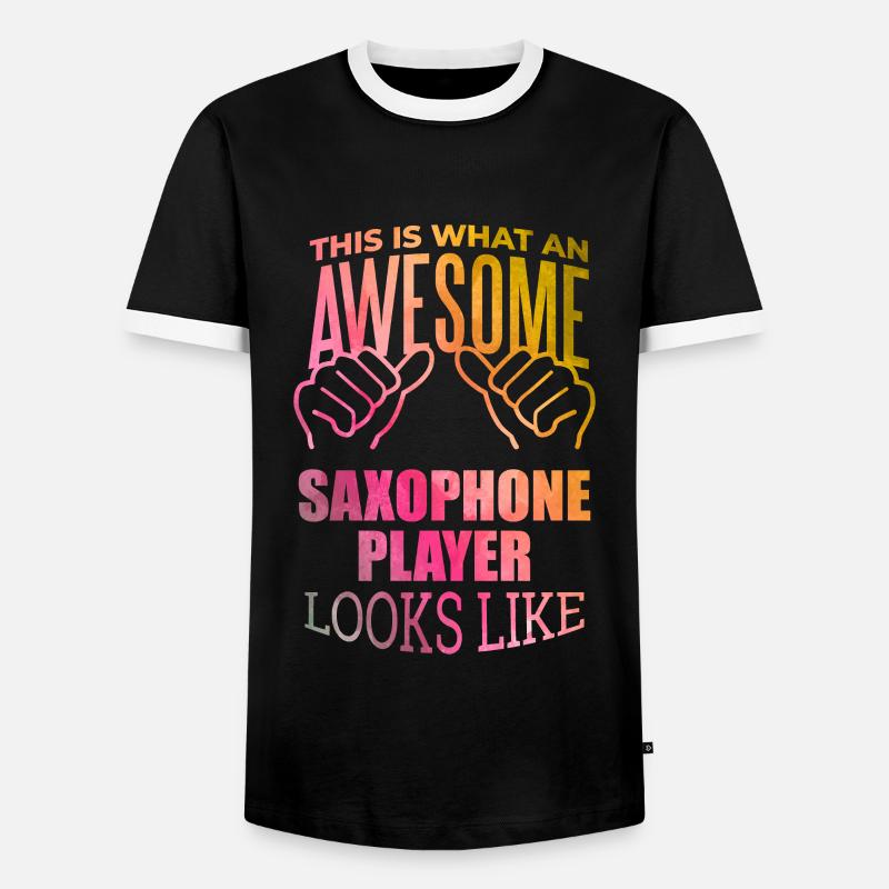 Saxophon - Männer Kontrast-T-Shirt - Schwarz/Weiß