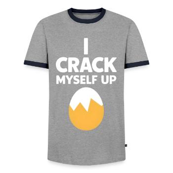 I Crack Myself Up - Men's Ringer Shirt - grey/navy  - Front - AI Model Female 172 light (172cm) & AI Model Male 178 light (178cm)