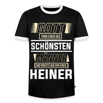 Heiner der schönste Mann von Gott geformt Design - Männer Kontrast-T-Shirt - Schwarz/Weiß - Vorne - AI Model Female 172 light (172cm) & AI Model Male 178 light (178cm)