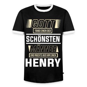 Henry der schönste Mann von Gott geformt Design - Männer Kontrast-T-Shirt - Schwarz/Weiß - Vorne - AI Model Female 172 light (172cm) & AI Model Male 178 light (178cm)