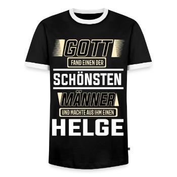 Helge der schönste Mann von Gott geformt Design - Männer Kontrast-T-Shirt - Schwarz/Weiß - Vorne - AI Model Female 172 light (172cm) & AI Model Male 178 light (178cm)