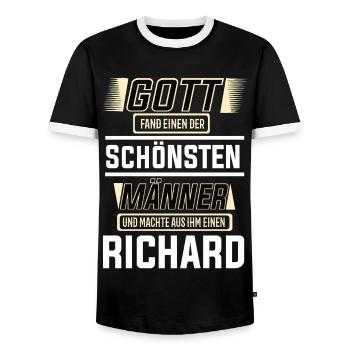 Richard le plus bel homme façonné par Dieu Design - T-shirt contrasté Homme - noir/blanc - Devant - AI Model Female 172 light (172cm) & AI Model Male 178 light (178cm)
