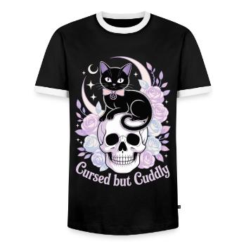 Mystical Cats and Bones Design - Men's Ringer Shirt - black/white - Front - AI Model Female 172 light (172cm) & AI Model Male 178 light (178cm)