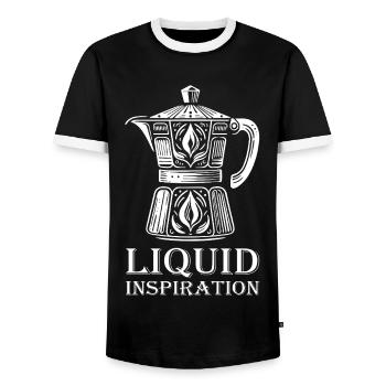 Kaffeekanne Design – Liquid Inspiration - Männer Kontrast-T-Shirt - Schwarz/Weiß - Vorne - AI Model Female 172 light (172cm) & AI Model Male 178 light (178cm)