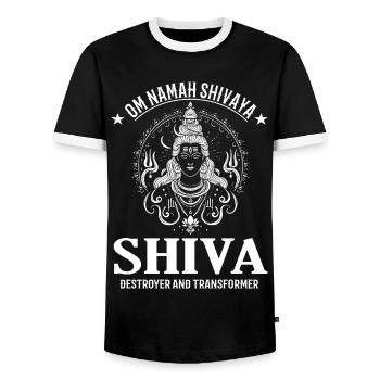 Shiva Design – Powerful Deity - Men's Ringer Shirt - black/white - Front - AI Model Female 172 light (172cm) & AI Model Male 178 light (178cm)