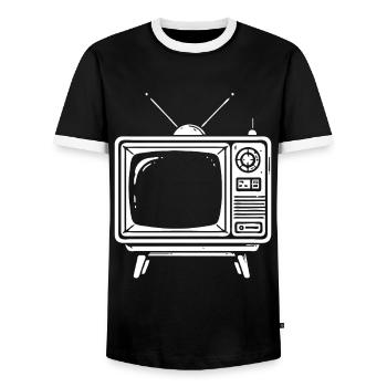 Design de téléviseur rétro - Style classique - T-shirt contrasté Homme - noir/blanc - Devant - AI Model Female 172 light (172cm) & AI Model Male 178 light (178cm)