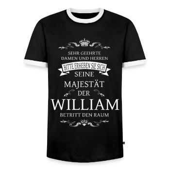 Seine Majestät der William betritt den Raum - Männer Kontrast-T-Shirt - Schwarz/Weiß - Vorne - AI Model Female 172 light (172cm) & AI Model Male 178 light (178cm)