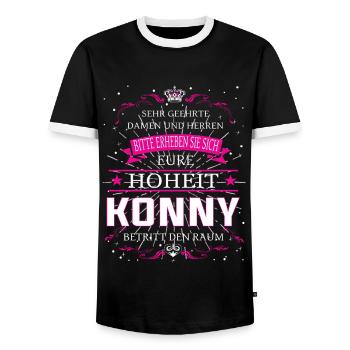Eure Hoheit Konny betritt den Raum - Männer Kontrast-T-Shirt - Schwarz/Weiß - Vorne - AI Model Female 172 light (172cm) & AI Model Male 178 light (178cm)