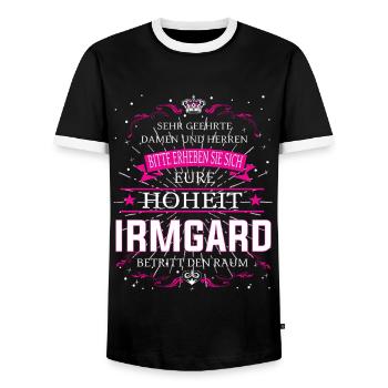 Eure Hoheit Irmgard betritt den Raum - Männer Kontrast-T-Shirt - Schwarz/Weiß - Vorne - AI Model Female 172 light (172cm) & AI Model Male 178 light (178cm)