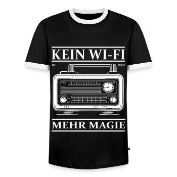 Retro Radio Design – Kein Wi-Fi, nur Magie - Männer Kontrast-T-Shirt - Schwarz/Weiß - Vorne - AI Model Female 172 light (172cm) & AI Model Male 178 light (178cm)