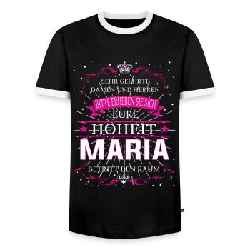 Eure Hoheit Maria betritt den Raum - Männer Kontrast-T-Shirt - Schwarz/Weiß - Vorne - AI Model Female 172 light (172cm) & AI Model Male 178 light (178cm)