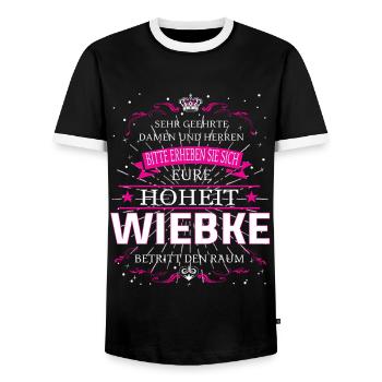 Eure Hoheit Wiebke betritt den Raum - Männer Kontrast-T-Shirt - Schwarz/Weiß - Vorne - AI Model Female 172 light (172cm) & AI Model Male 178 light (178cm)