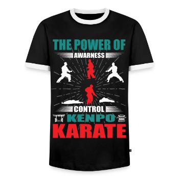 Kenpo Karate Zanshin Design - Men's Ringer Shirt - black/white - Front - AI Model Female 172 light (172cm) & AI Model Male 178 light (178cm)