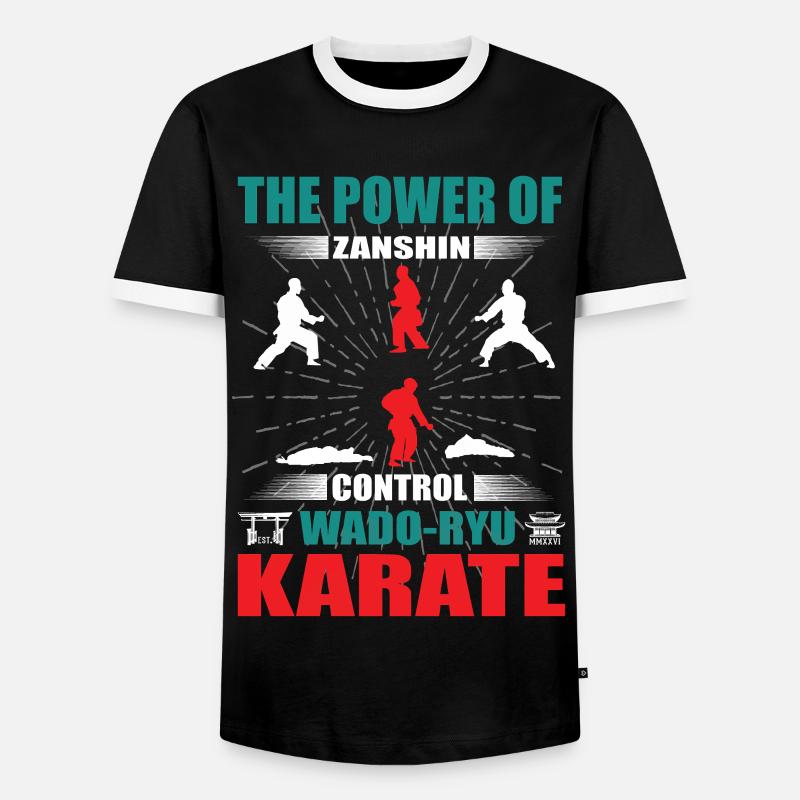 Wado-Ryu Karate Zanshin Design - Men's Ringer Shirt - black/white