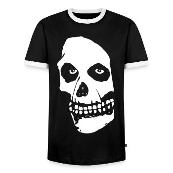 Halloween Horror Skull - Men's Ringer Shirt - black/white - Front - AI Model Female 172 light (172cm) & AI Model Male 178 light (178cm)