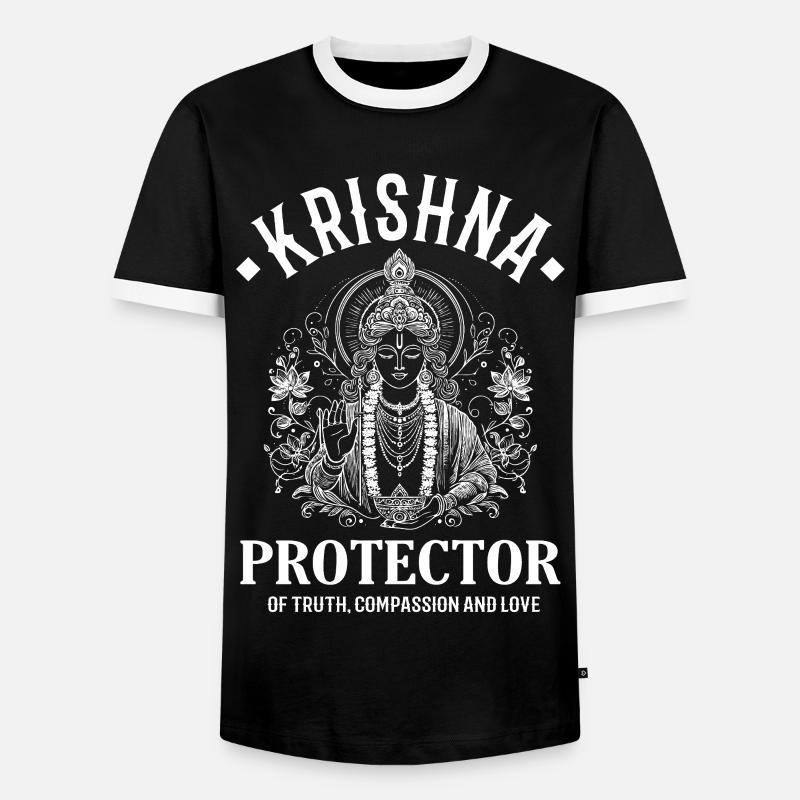 Krishna – Indian Deity Design - Men's Ringer Shirt - black/white