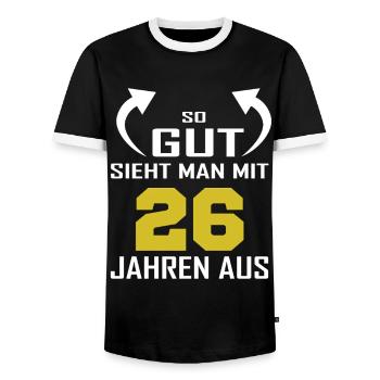 That's how good you look at 26 - Men's Ringer Shirt - black/white - Front - AI Model Female 172 light (172cm) & AI Model Male 178 light (178cm)