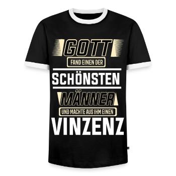 Vincent le plus bel homme de Dieu a façonné le design - T-shirt contrasté Homme - noir/blanc - Devant - AI Model Female 172 light (172cm) & AI Model Male 178 light (178cm)