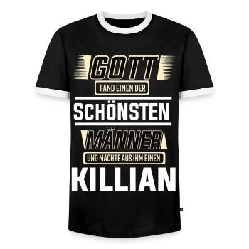 Killian le plus bel homme façonné par Dieu Design - T-shirt contrasté Homme - noir/blanc - Devant - AI Model Female 172 light (172cm) & AI Model Male 178 light (178cm)