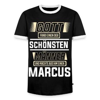 Marcus der schönste Mann von Gott geformt Design - Männer Kontrast-T-Shirt - Schwarz/Weiß - Vorne - AI Model Female 172 light (172cm) & AI Model Male 178 light (178cm)