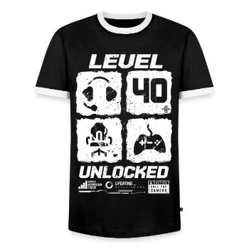 40 Joueur d’anniversaire niveau 40 débloqué - T-shirt contrasté Homme - noir/blanc - Devant - AI Model Female 172 light (172cm) & AI Model Male 178 light (178cm)