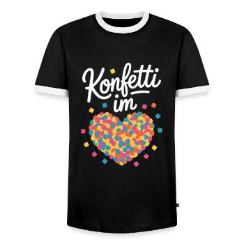 Confetti in the Heart Colorful Carnival Love - Men's Ringer Shirt - black/white - Front - AI Model Female 172 light (172cm) & AI Model Male 178 light (178cm)