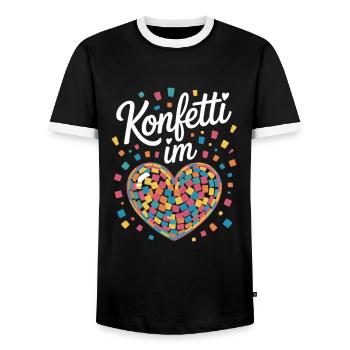 Confettis dans le cœur Cœur coloré de fête - T-shirt contrasté Homme - noir/blanc - Devant - AI Model Female 172 light (172cm) & AI Model Male 178 light (178cm)
