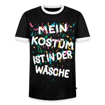 Carnival Carnival - My costume is in the laundry - Men's Ringer Shirt - black/white - Front - AI Model Female 172 light (172cm) & AI Model Male 178 light (178cm)